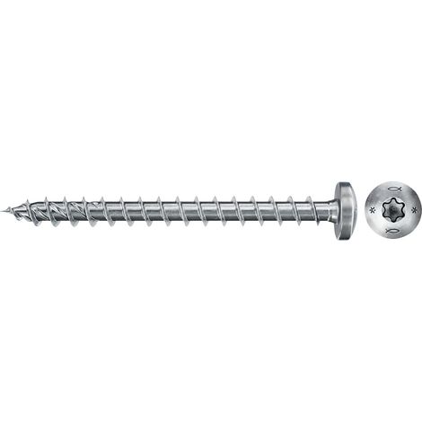 200 - Vis à bois - Filetage total - Tête cylindrique bombée TX20 - Montage rapide bois massif et panneaux 4,5x40 mm Zinc blanc