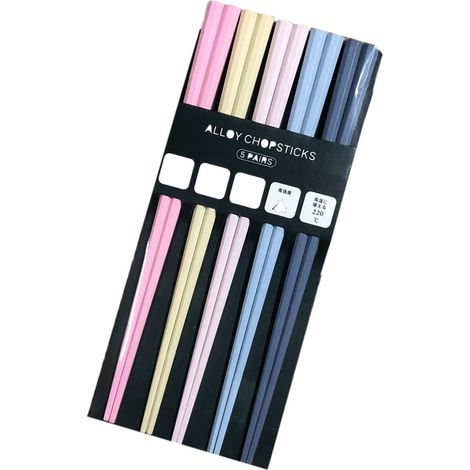 Paar achteckige japanische Sushi-Essstäbchen, spitz und farbenfroh, aus PET-Kunststoff (1/5)