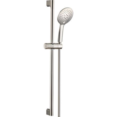 Schläfer 1317410 Saliscendi Doccia Euphoria1 con Soffione, Interasse Fisso 75cm Asta Doccia 76,5cm, Doccetta a 3 funzioni con Sistema Anticalcare, Flessibile Doccia in Pvc, Colore Acciaio (1/5)