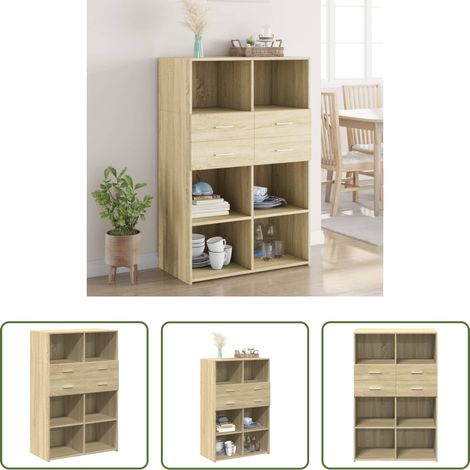 Buffet en bois - Buffet haut chêne sonoma 80x42,5x124 cm bois d'ingénierie (1/5)