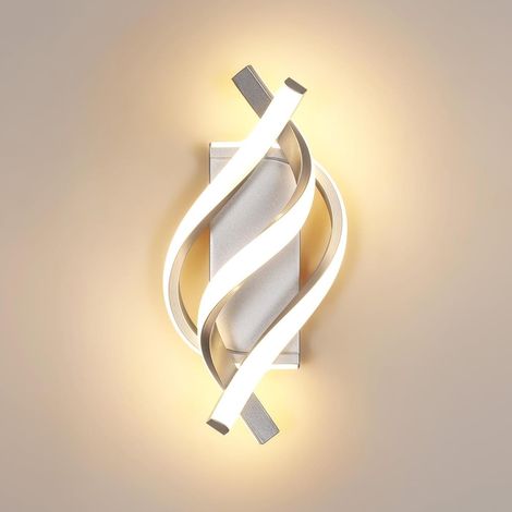 Goeco Applique Murale LED da Interno 22W – Creativa Argento – Lampada da Parete Moderna Luce Calda 3000K – Acrilico per Camera Soggiorno Corridoio Scala