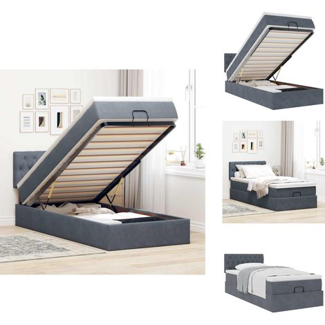 Cadre de lit ottoman avec matelas gris foncé 80x200 cm velours - Cadre De Lit Ottoman - Cadres De Lit Ottoman - Cadre De Lit - Cadre De Lit Avec Rangement (1/5)