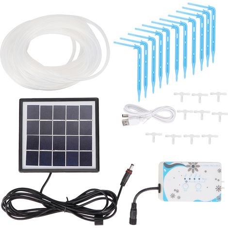 Arroseur automatique solaire Kit d'irrigation de jardin Minuterie avec panneau solaire et tuyau 10m Boîtier extérieur ABS (1/5)