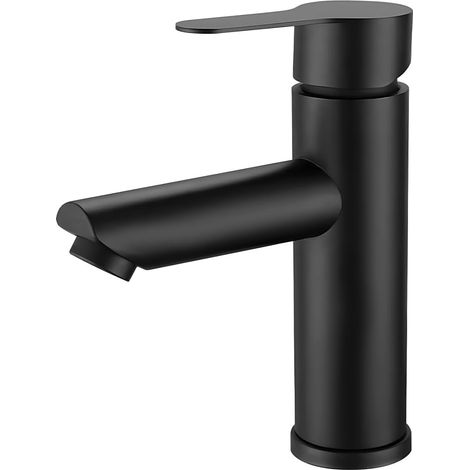 Robinet Salle Bain Noir, Mitigeur Lavabo en Alliage avec L'eau Froide et Chaude Disponible, Robinet Lavabo avec Deux Tuyaux, pour Les Toilettes, La Salle de Bain