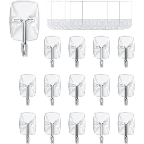 JELLYSUB 15 crochets,Crochets transparents en fil métallique, petits crochets adhésifs muraux — pour suspendre et décorer sans endommager les surfaces ni percer de trous. (1/5)
