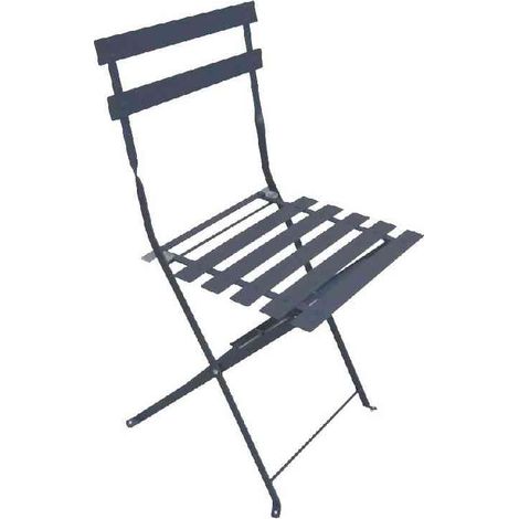 Chalet & Jardin – Lot de 2 chaises de jardin pliantes en acier époxy – Coloris gris – Charge max 110 kg – Dimensions 41x46,5x81 cm