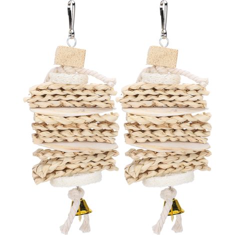 Jouets À Mâcher Pour Oiseaux - Os De Seiche Et Fibres Naturelles - Pour Perruches Et Perroquets - Lot De 2 (1/5)