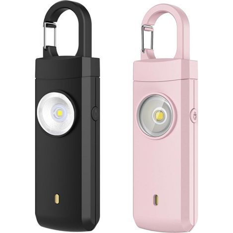 Alarme personnelle - Lot de 2 - Son puissant de 130 dB et flash lumineux - Alarme de sécurité personnelle - Porte-clés d'autodéfense - Protection personnelle - Signal d'urgence - Alarme pour seniors - (1/5)