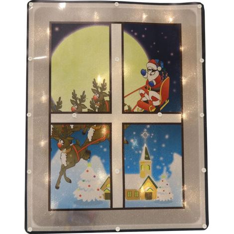 Decorazione luminosa natalizia per finestra con Babbo Natale e stelle, 20 LED multicolore (1/5)
