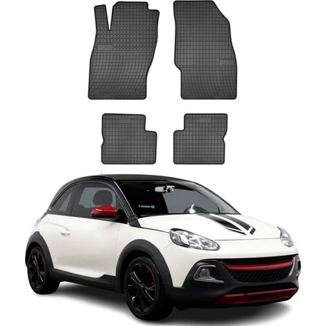 Tapis de Sol Compatible avec Opel Adam 2012-2019 Caoutchouc Noir