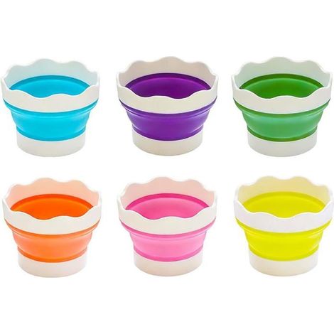 Gobelet Pliable, 6 Tasses Gobelet Reutilisable Aquarelle, Acrylique Tasse Pliable Tasse Camping Seau Retractable Seau (1/5)