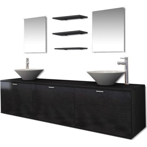 Maison Exclusive - 10-tlg. Badmöbel-Set mit Waschbecken und Wasse