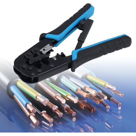 Blau-schwarze Netzwerk-Crimpzange, manuelle Crimpzange, Crimpzange für RJ45/11-Ratschen-Netzwerkkabel (1/5)