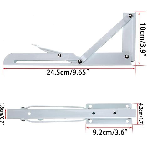 Lot de 2 supports muraux - Blanc - Métal - Triangulaires - Pliables