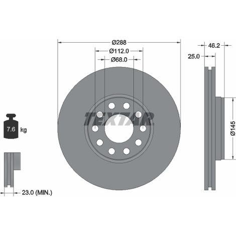 Lot de 2 Disques de frein Textar 92121005 SKODA 4B0615301B JZW615301B