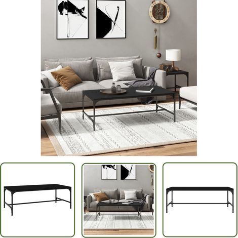 The Living Store Table basse Noir 100x50x35 cm Bois d'ingénierie - Table Basse - Meuble Industriel - Table D'appoint - Table Salon - Design Moderne (1/5)