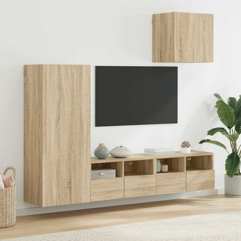 vidaXL 4 Piece TV Wall Units Sonoma Oak Engineered Wood (1/5)