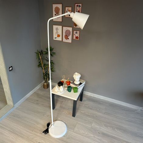 Lampadaire Nevar Métal Moderne E27 Largeur 30 cm Abat-jour Réglable Tablette Variateur (1/5)