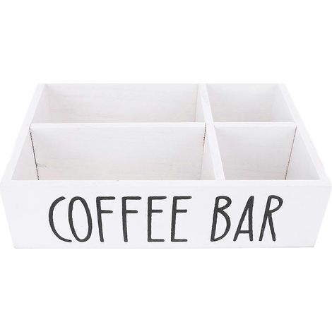 Kaffeestation-Organizer mit Trennwand, Aufbewahrungsbox aus Holz für Kaffeebar-Zubehör, Teebeutel, Kaffeekapseln