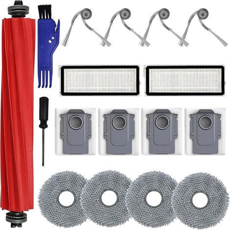 Kit di accessori per robot aspirapolvere Roborock QV 35A / QV 35S / QR 598 / QR 798: 1 spazzola principale, 2 filtri HEPA, 4 panni per la pulizia, 4 spazzole laterali, 4 sacchetti per la polvere, 2 ac