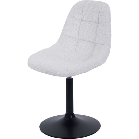Silla de comedor giratoria 360° en tejido de chenilla color crema con patas de acero negro mate 040009895 (1/5)
