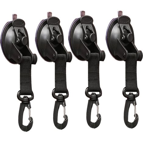 Lot de 4 Ancrage à Ventouse Ventouse Fixation avec Crochet Multifonction Ventouse pour Tentes Latéral de Voiture Crochet à Ventouse pour Voiture Ventouse avec Fixation du Crochet d'Arrimage