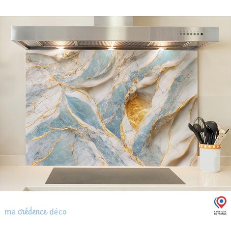 Fond de hotte : Marbre doré 4 - Verre trempé - 90 cm - 60 cm (1/5)