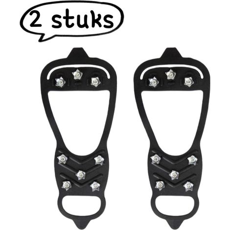 Ensemble 2 pièces crampons en caoutchouc antidérapants semelles antidérapantes crampons de neige légers à cinq dents pour activités hivernales en extérieur noir (1/5)