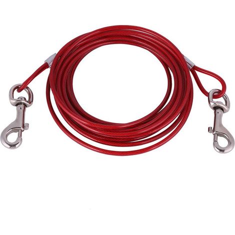 Correa larga de alambre de acero para perros, cable de seguridad resistente para mascotas para uso en exteriores, 3 m