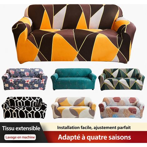 Housse de canapé extensible imprimée universelle 4 saisons pour fauteuil et canapé 90 à 300 cm 90 g – Livraison gratuite (1/5)