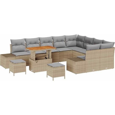 Maison Exclusive - Set Divano da Giardino 12 pz Beige polyrattan (1/5)