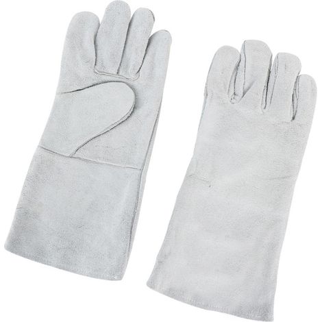 Gants de soudage extra longs, taille unique, en cuir de vachette double couche épais, résistants à l'usure et isolants thermiques, pour soudeurs. (1/4)