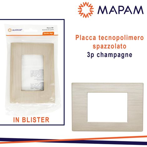 PLACCA TECNOPOLIMERO SPAZZOLATO CHAMPAGNE T3 JOY 3P BLISTER