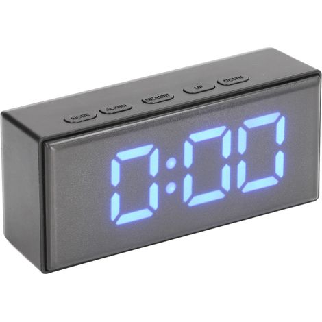 Réveil électronique numérique bleu avec miroir LED pour chambre à coucher ou dortoir (1/5)