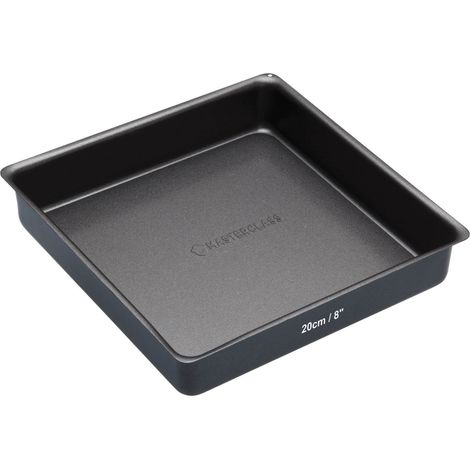 MasterClass Bandeja cuadrada para sándwiches, molde para tartas con PTFE, PFOA y BPA antiadherente, robusto acero al carbono de 1 mm de grosor, cuadrada, 20 cm , gris