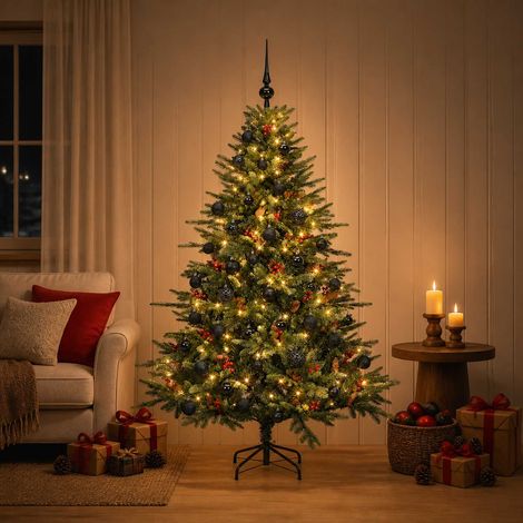 vidaXL Artificial Christmas Tree with Bauble 120 cm 150 LEDs (1/5)