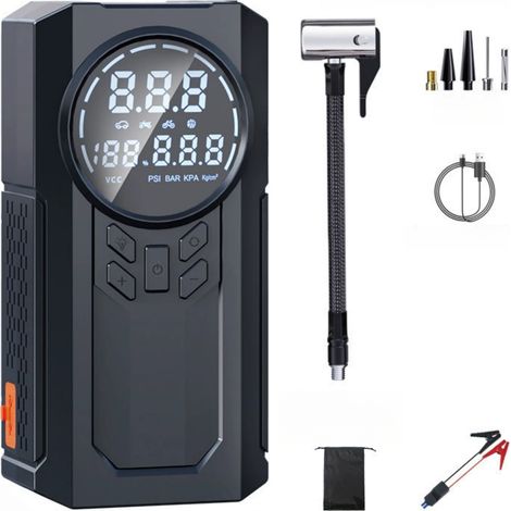 Booster De Batterie Portable 150PSI Démarreur De Voiture Avec Compresseur Intégré 8000mAh Pour Urgences Routières (1/5)