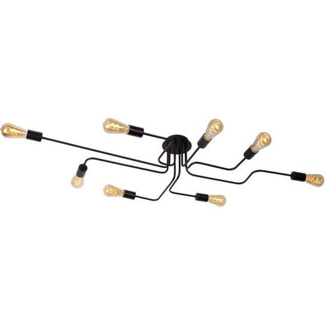 Lampadario Lucide Lester nero 8xE27 dimmerabile metallo (1/5)