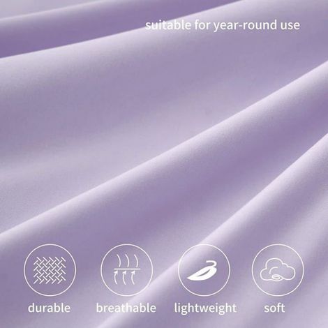 Drap Housse 140x190/200 Lavande - Drap Housse 140x200/190 Bonnet 40cm Matelas en Microfibre 2 Personnes,Lavande 140x190/200 (1/5)