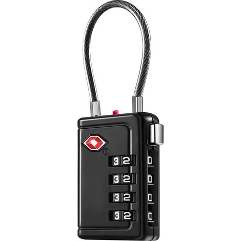 Cadenas à combinaison TSA avec câble à 4 chiffres pour valises et sacs à dos