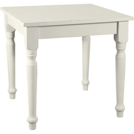 Country-style solid lime wood antiqued white finish W80xDP80xH78 cm sized fixed table. Made in Italy (1/5)