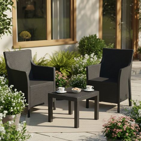 Outdoor-Set Ben: Zweier-Sofa, Tisch, Made in Italy, Anthrazit (1/3)