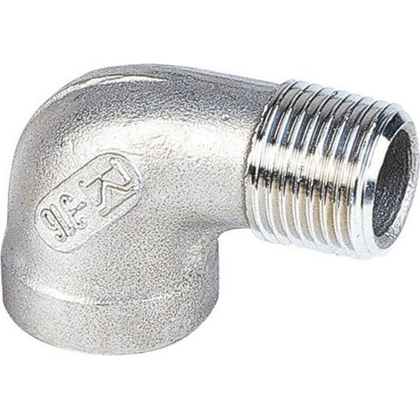 Raccord inox coudé 90° à visser - M 3/4' - F 3/4'