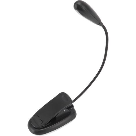 Wiederaufladbare LED-Klemmleselampe mit USB-Anschluss, schwarz, 9 Helligkeitsstufen, 7 Leuchtmittel, flexibler und faltbarer Schwanenhals (1/5)