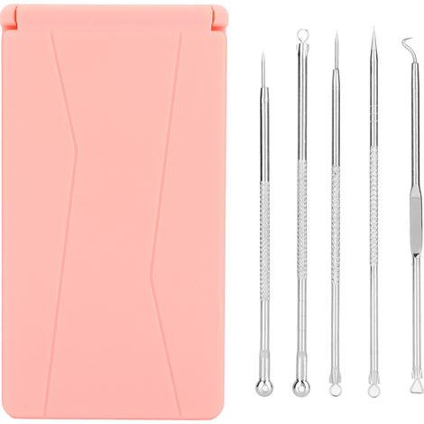 Lot de 5 extracteurs de boutons et points noirs avec miroir, outil de soin anti-imperfections (1/5)
