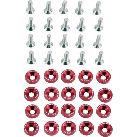 Lot de 20 boulons de rondelle de pare-chocs M6 x 20 mm 6061 T6 en aluminium CNC. Kit de fixation pour baie moteur (rouge) (1/5)