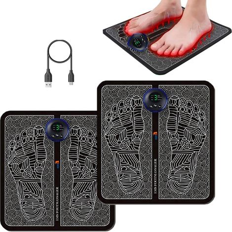 Masseur pour les pieds électrique, EMS de massage électrique pour les pieds, tapis de massage intelligent des pieds, 8 modes, 19 fréquences réglables, portable rechargeable par USB 2Pcs (1/5)
