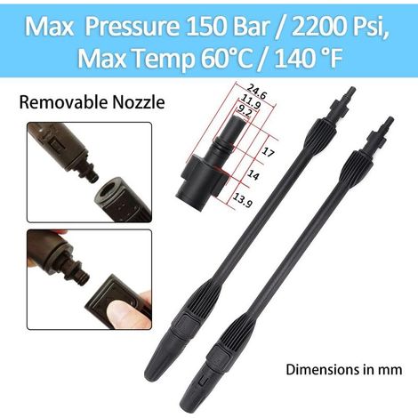 Boquilla de lanza de chorro variable para lavadora a presión y boquilla de lanza giratoria compatible con Bosch, Black & Decker, Annovi Reverberi AR, Stanley, Mac Allister, Cecotec… (1/5)
