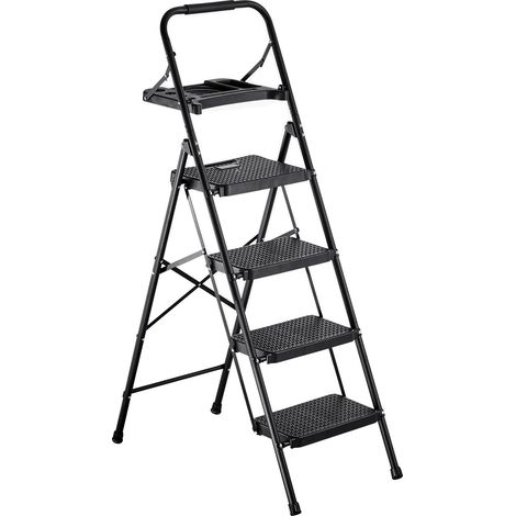 Escalera retráctil, diseño antideslizante, plegable y portátil, 4 peldaños (1/2)