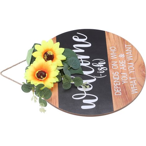 Couronne de tournesols « Bienvenue » à suspendre - Décoration pour porte d'entrée (1/5)